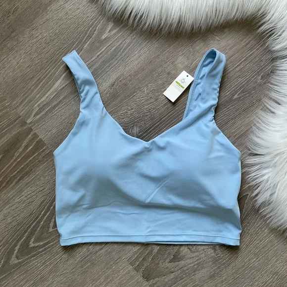 ๐ฉต OFFLINE By Aerie Blue Real Me Low Key Longline Sports Bra Size Medium - Picture 1 of 9